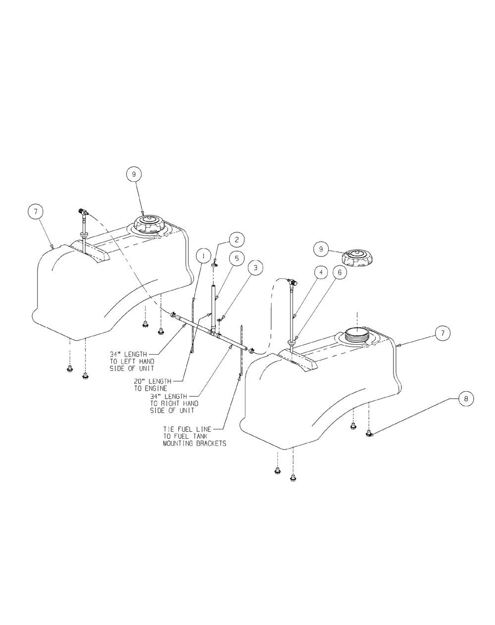 Fuel Tank Assembly (2008 And Before) Diagram and Parts List for M60-KH 53AH8CT6050-30HP-OHV Cub Cadet Lawn Tractor
